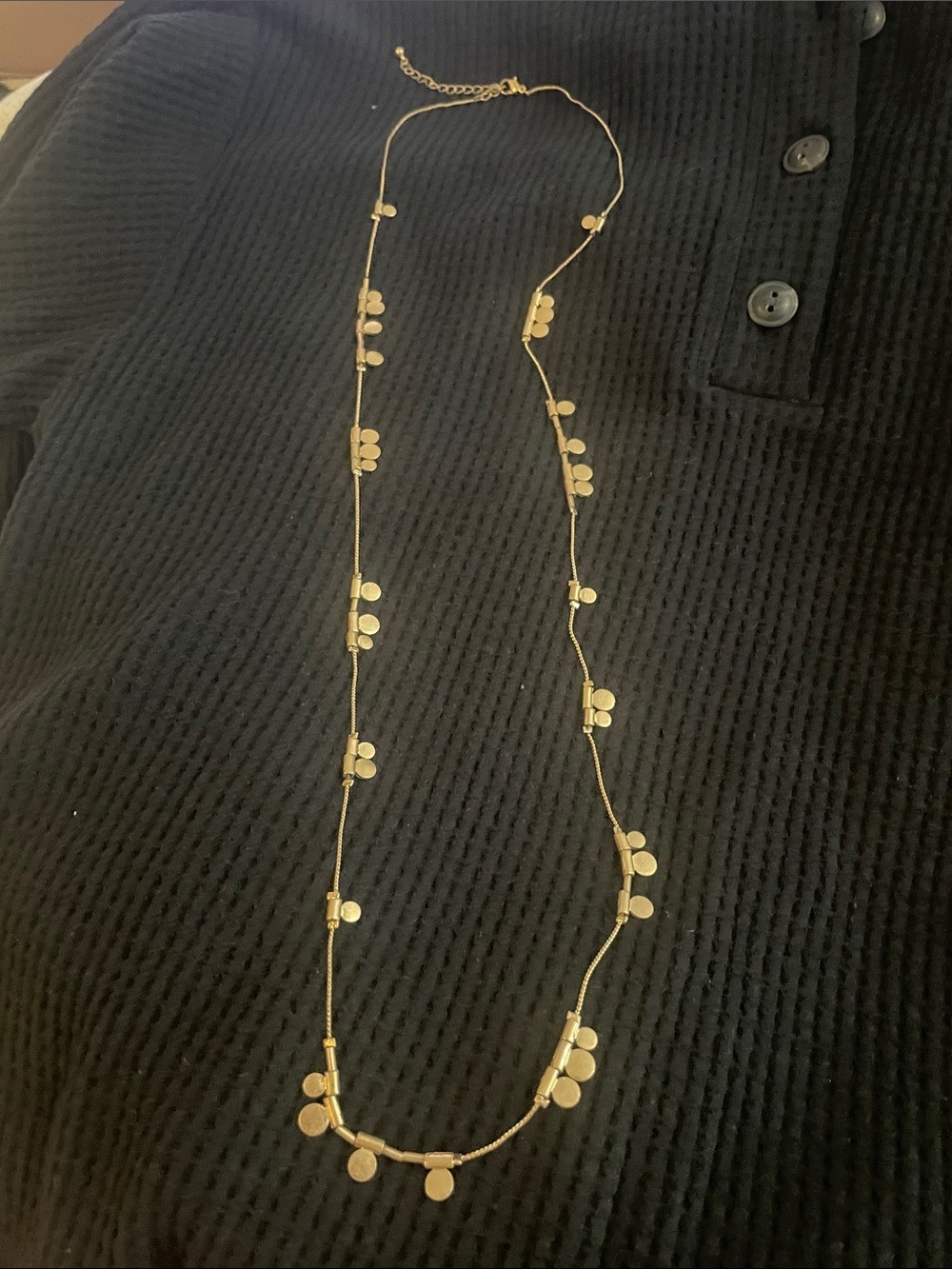 Delicate Gold Disc Long Necklace for Layering
